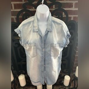 Cloth & Stone Sky Blue Ombré Cap Sleeve Top